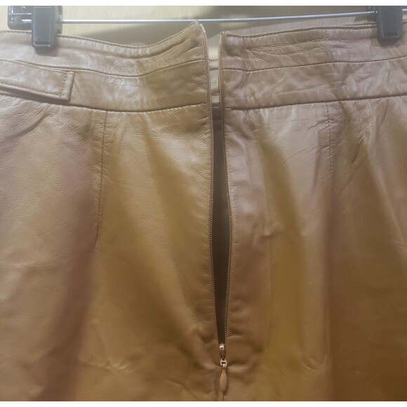 French Connection leather mini skirt carmel-colored Sz 8 III - Picture 2 of 5